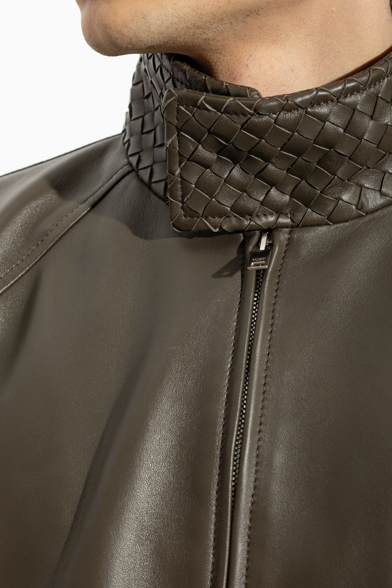 Bottega Veneta Leather jacket with stand-up collar | Men's | Vitkac